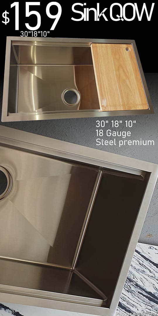 Steel Sink 30x18x10 with wood